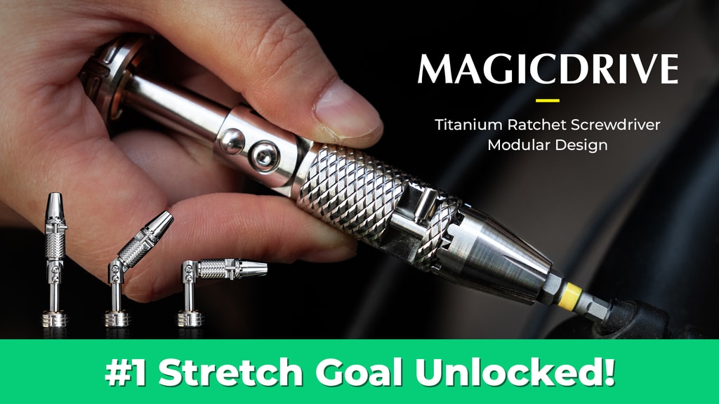 MAGICDRIVE Precision-Machined Titanium Ratchet Screwdriver