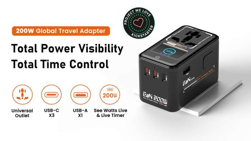 6th GaN 200W Travel Adapter-See Every Watt