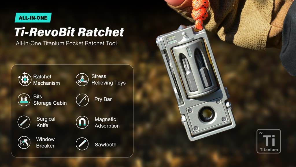Ti-RevoBit Ratchet - Titanium Multi-Tool for Everyday Carry