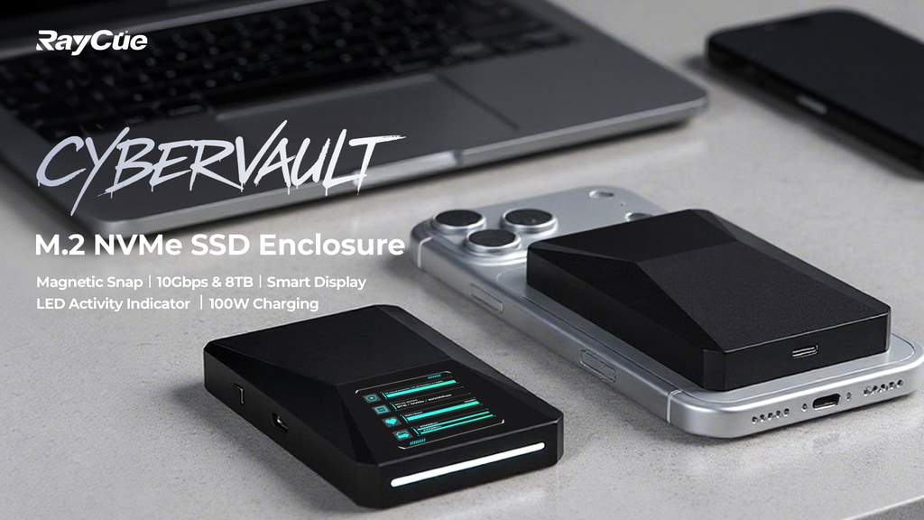 Cybervault: Magnetic 10Gbps SSD enclosure with Smart Display